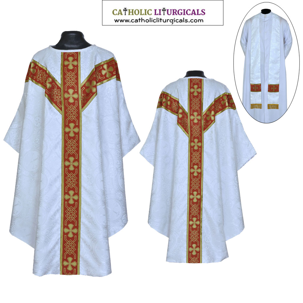 Lenten Offers MCC: White Gothic Vestment & Stole Set
