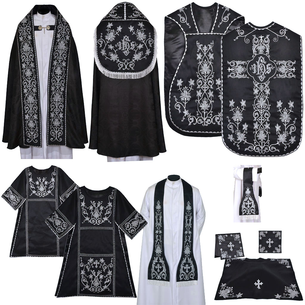 High Mass Sets Black Silk Fully Embroidered High Mass Set