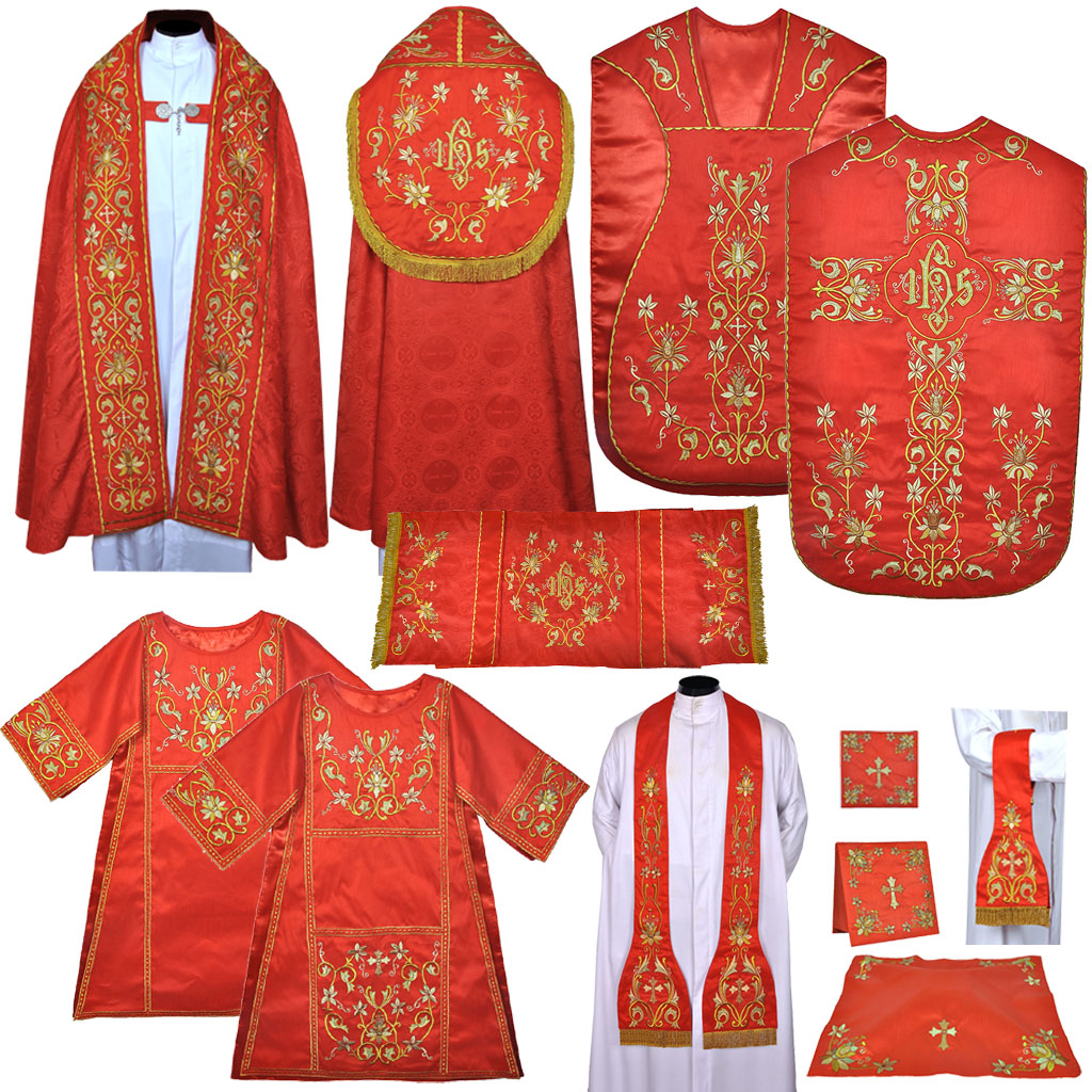 High Mass Sets Red Silk Fully Embroidered High Mass Set