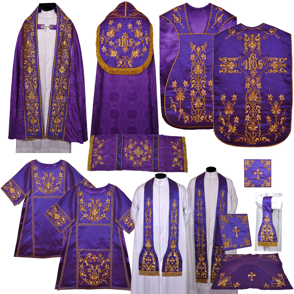 High Mass Sets Purple Silk Fully Embroidered High Mass Set