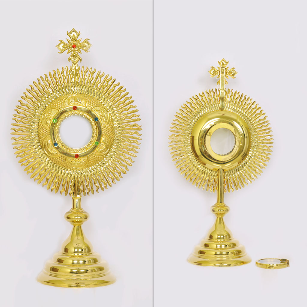 Monstrance 22 inch Gold Plated Monstrance with 3.5 inch Luna
