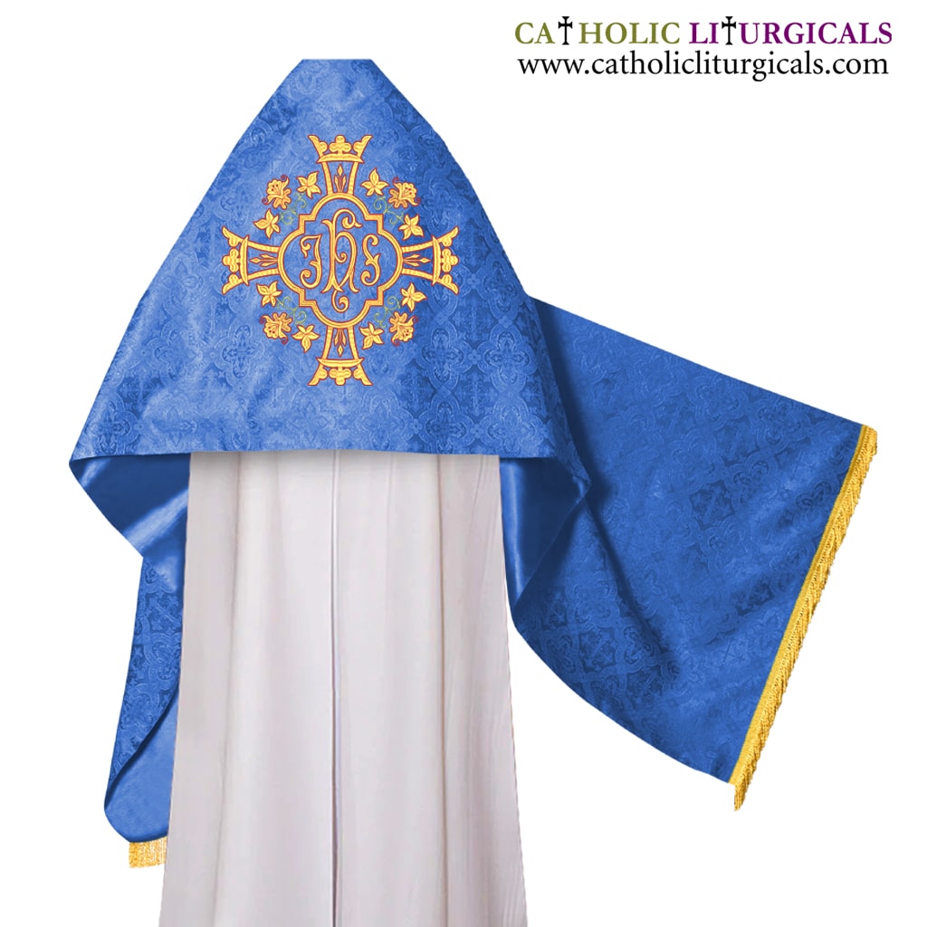 Lenten Offers Humeral Veil with IHS Cross and Crown Design 