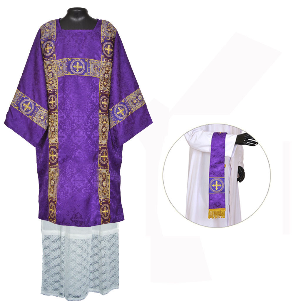 Tunicles Purple Sub Deacon Tunicle Vestment & Maniple Set