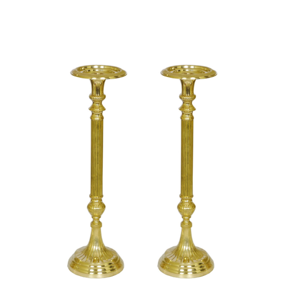 Candle Stands Set of 2 Sanctuary Candle Stands - Brass 21 inches