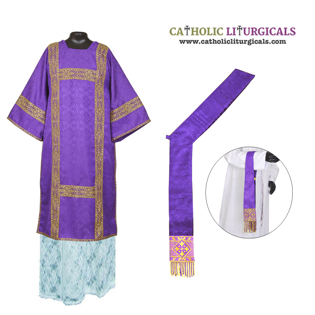 Lenten Offers Purple Deacon Dalmatic Vestment & Mass Set