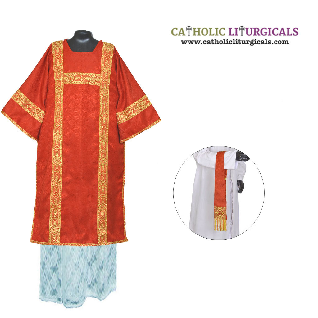 Tunicles Red Sub Deacon Tunicle Vestment & Maniple Set