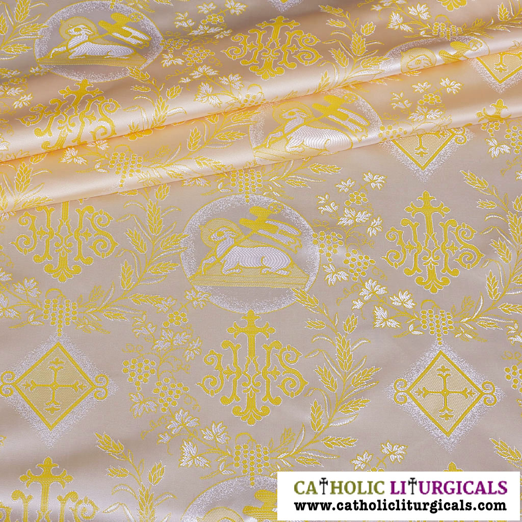 Fabrics White / Ivory Damask Fabric - IHS & Mystic Lamb
