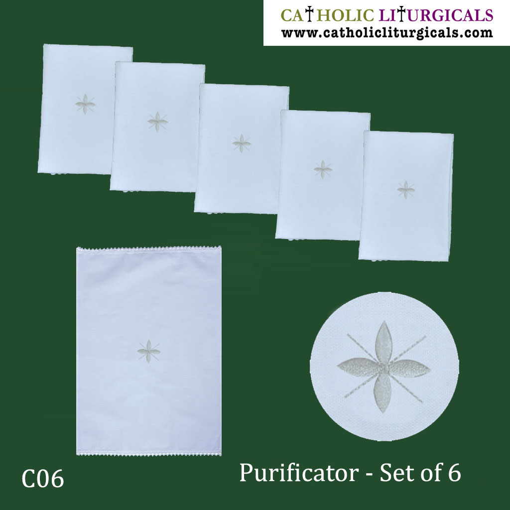 Altar Linens Set of 6 Cross Design Purificator 