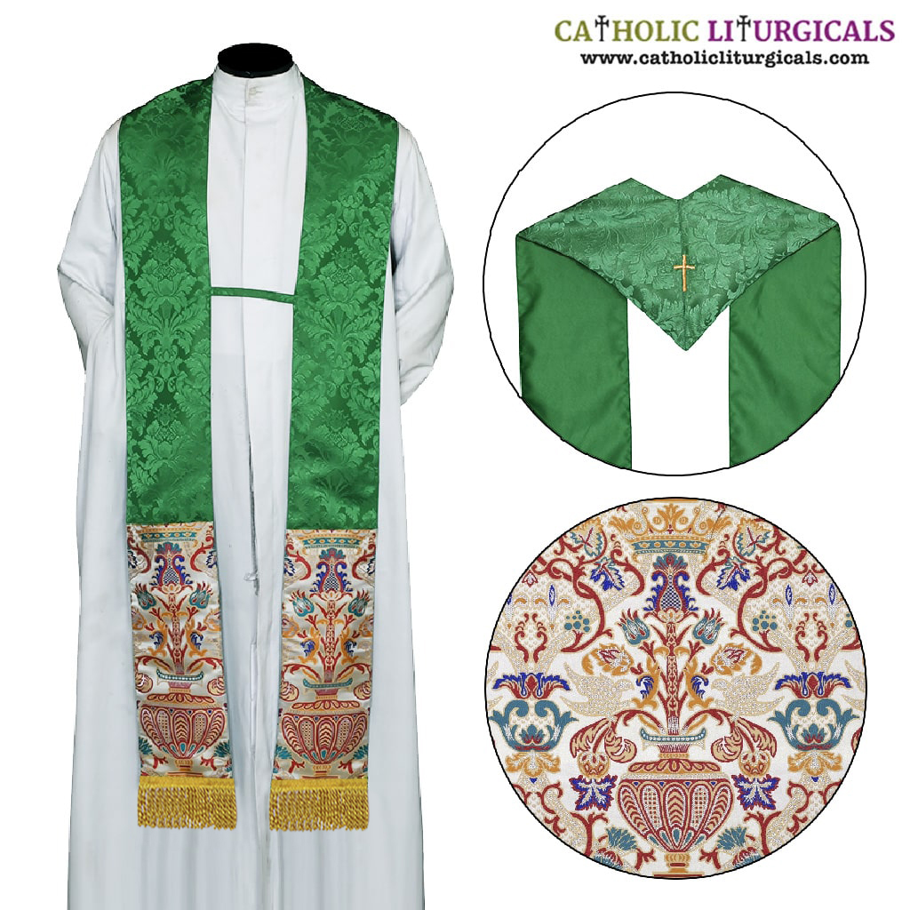 Priest Stoles Green Priest Stole - Coronation Tapestry Fabric