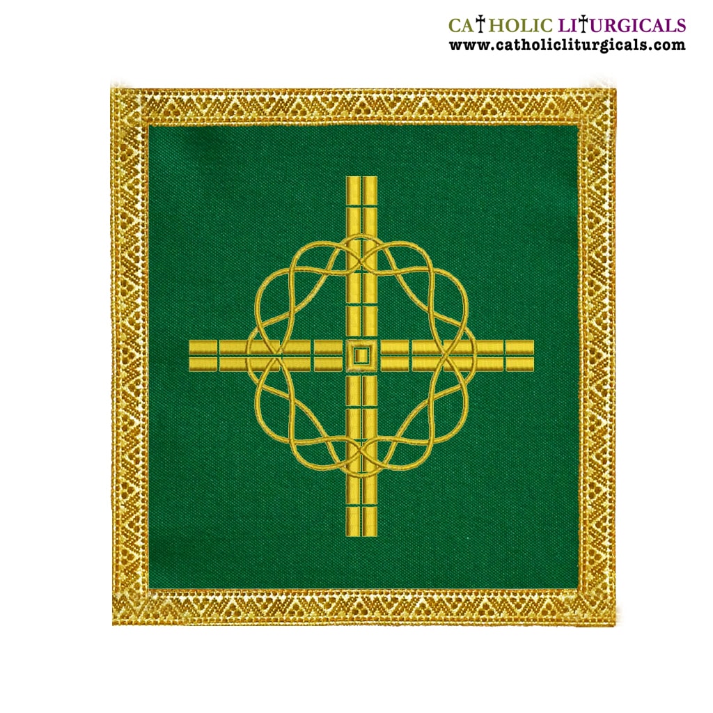 Chalice Palls Green Chalice Pall Cross and Crown design (M07)