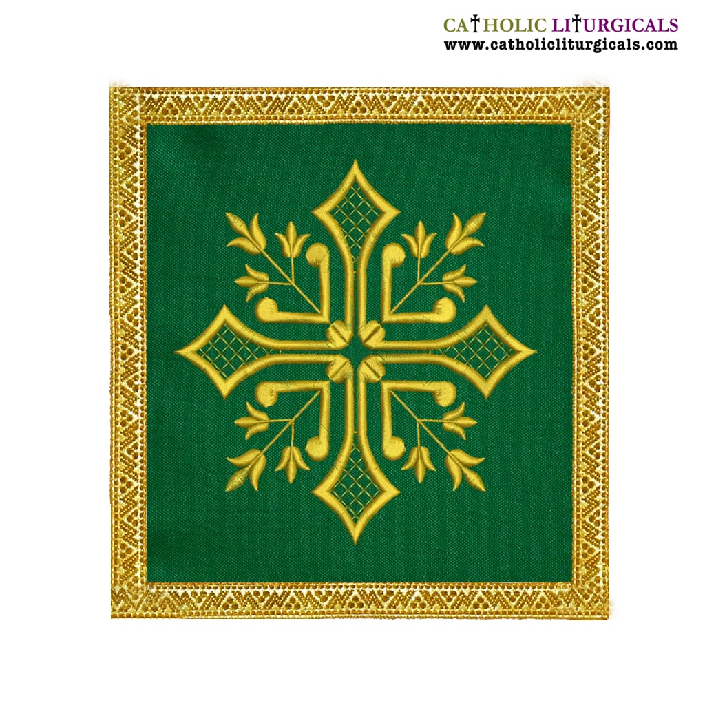 Lenten Offers Green Chalice Palla Cross Design - M09