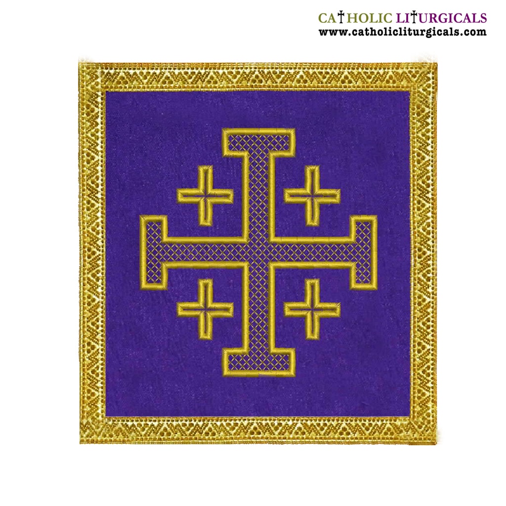 Chalice Palls Purple Chalice Palla Jerusalem Cross Design (M10)