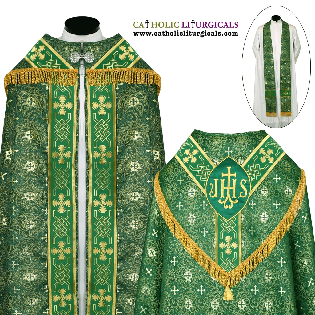 Cope Vestment Green Cope & Stole Set IHS