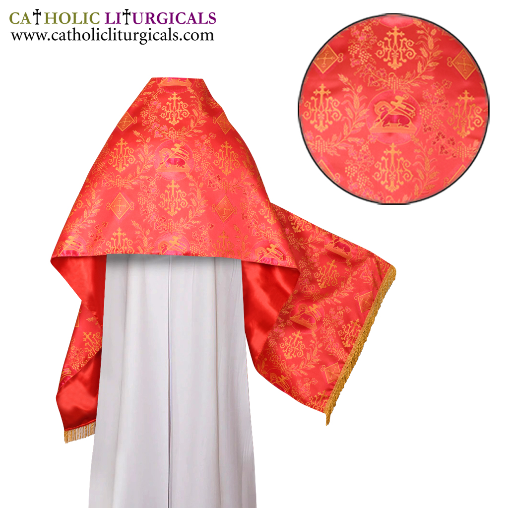 Humeral Veil Red Humeral Veil with Agnus Dei & IHS Design