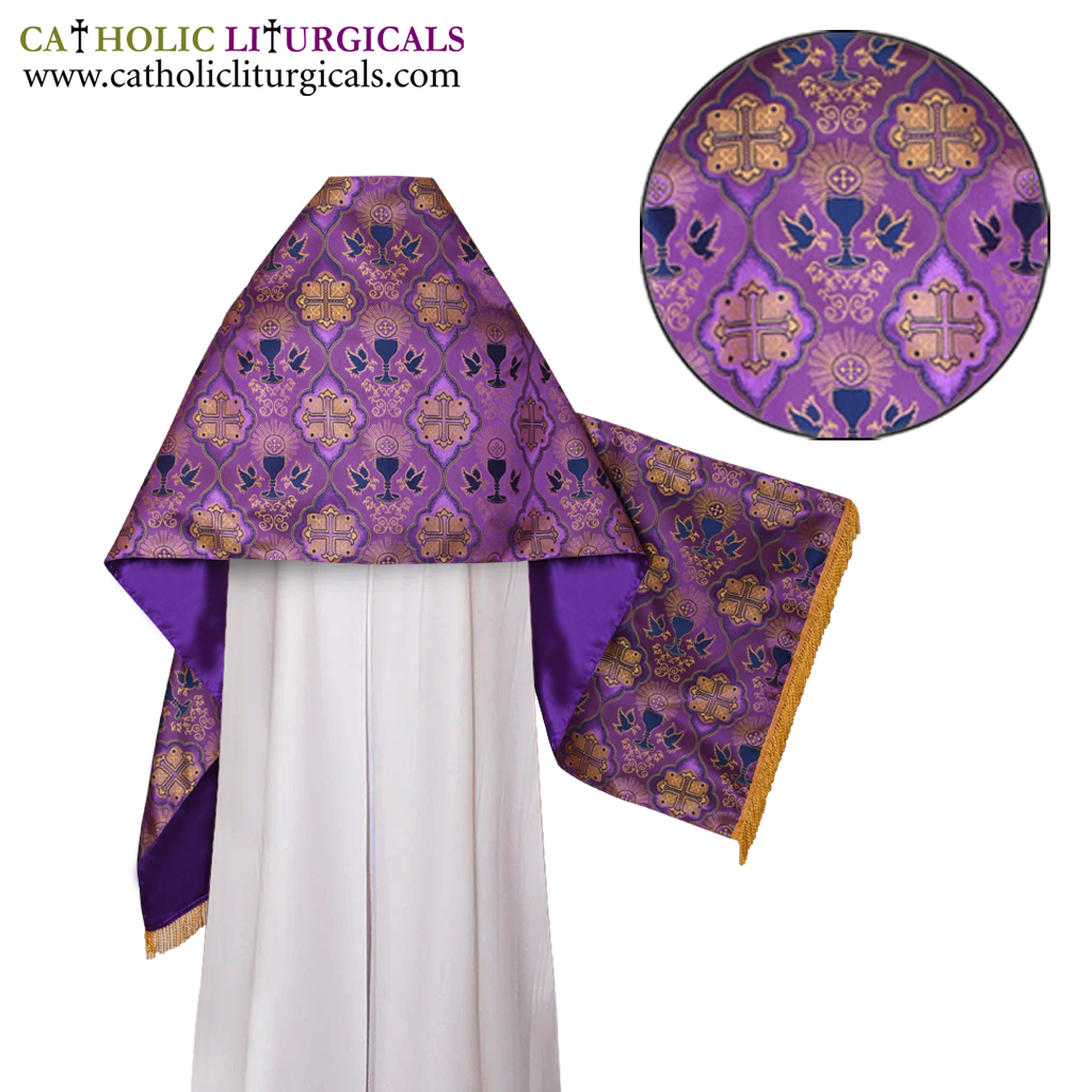 Humeral Veil Purple Humeral Veil with Eucharist & Dove Designs
