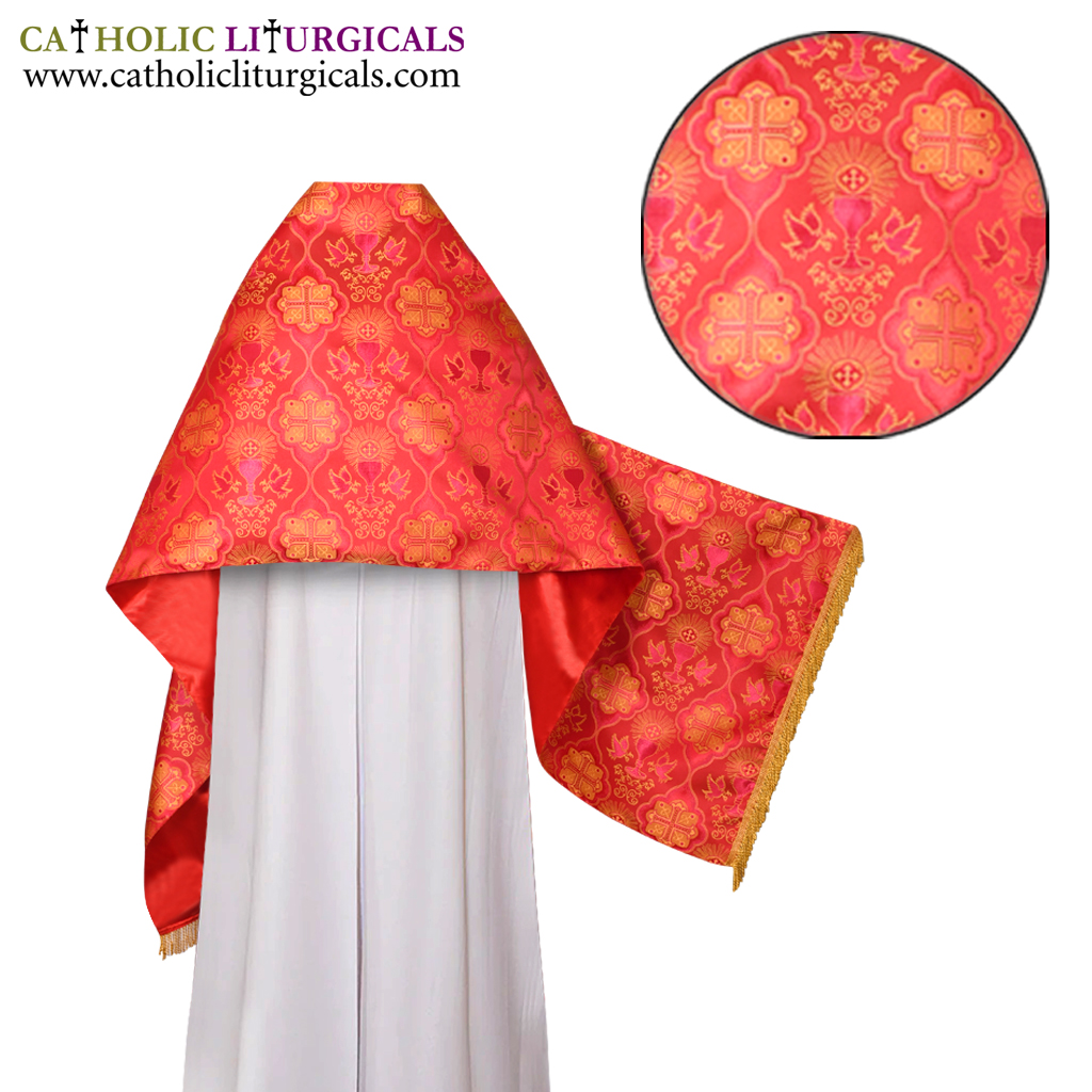 Humeral Veil Humeral Veil Red with Eucharist Chalice & Dove