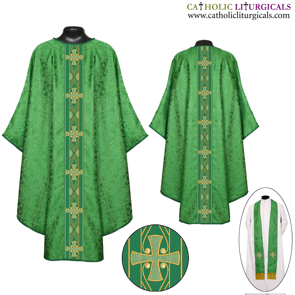 Gothic Chasubles Gothic Chasuble & Stole, Green Priest Vestments