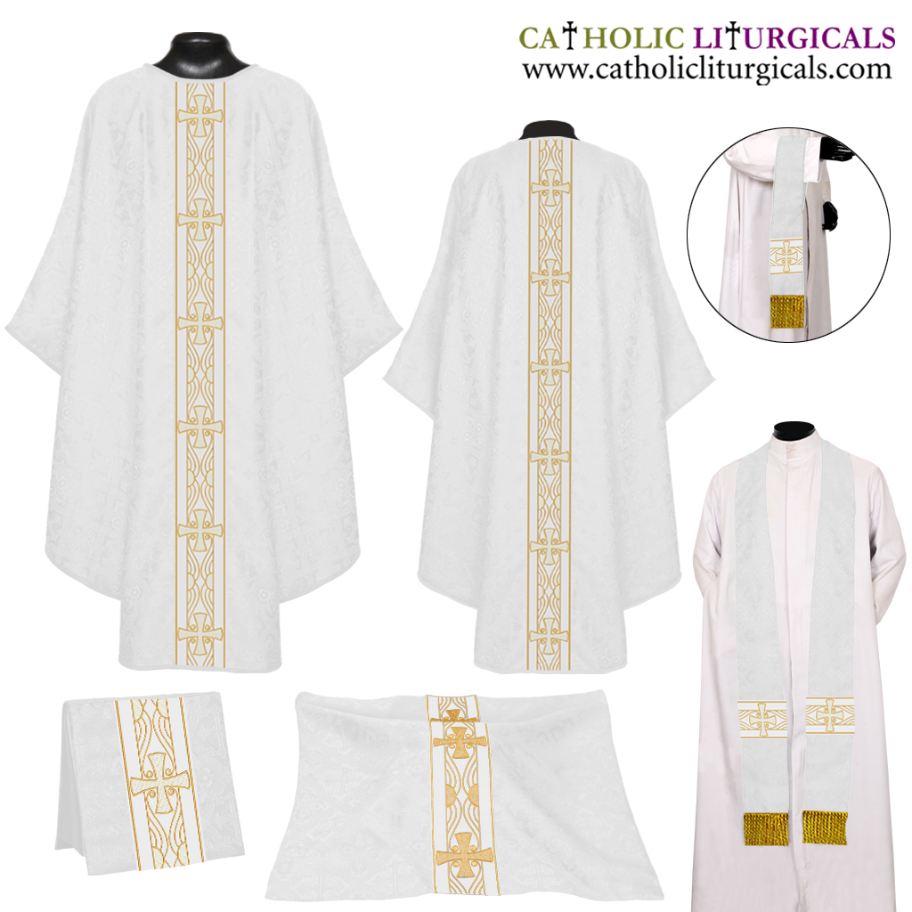 Gothic Chasubles White Chasuble & Mass Set, Gothic Vestments