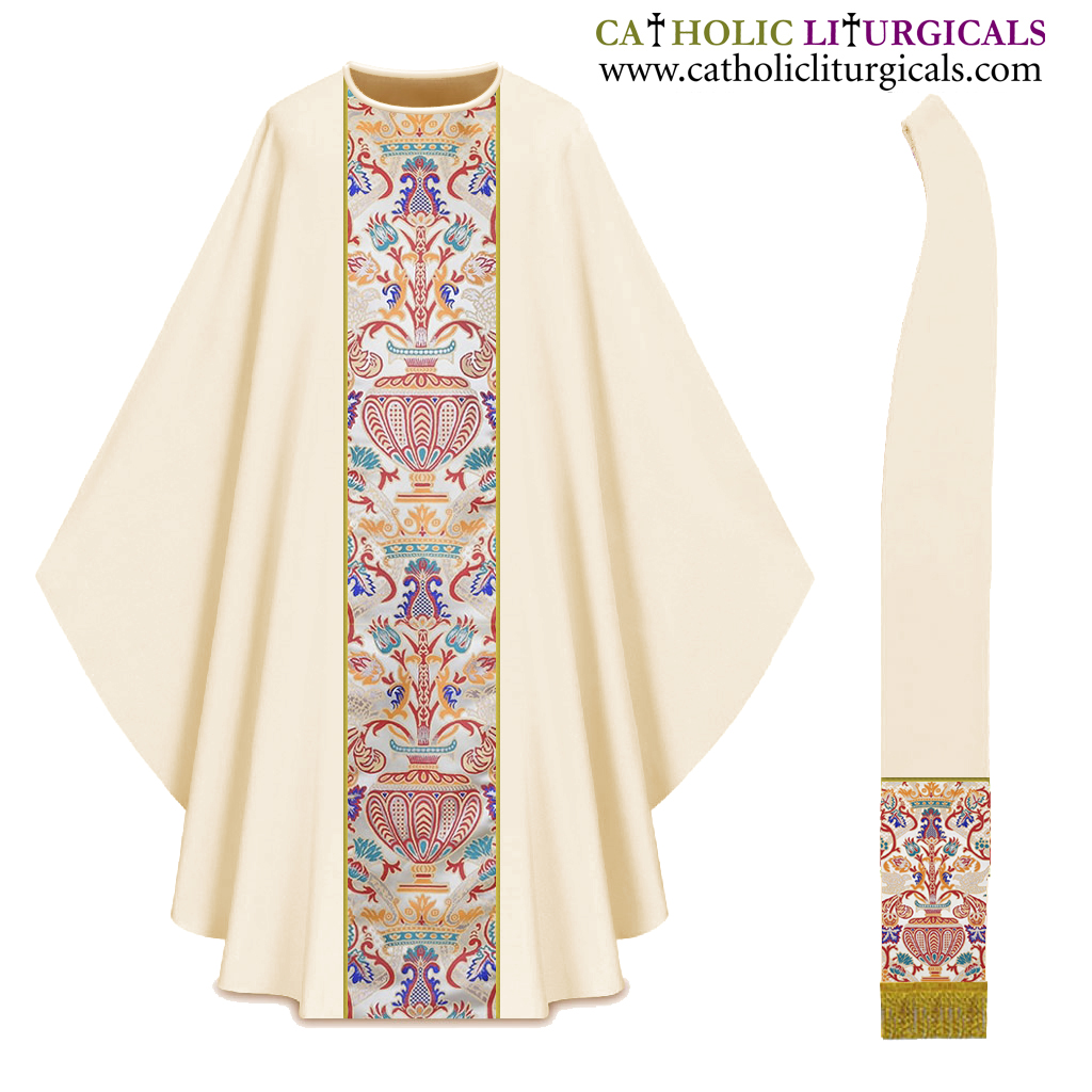 Gothic Chasubles Ivory Gothic Vestment with Coronation Tapestry