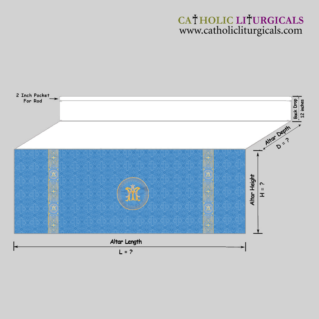 Altar Frontals Marian Blue Altar Frontal - with Mensa Top