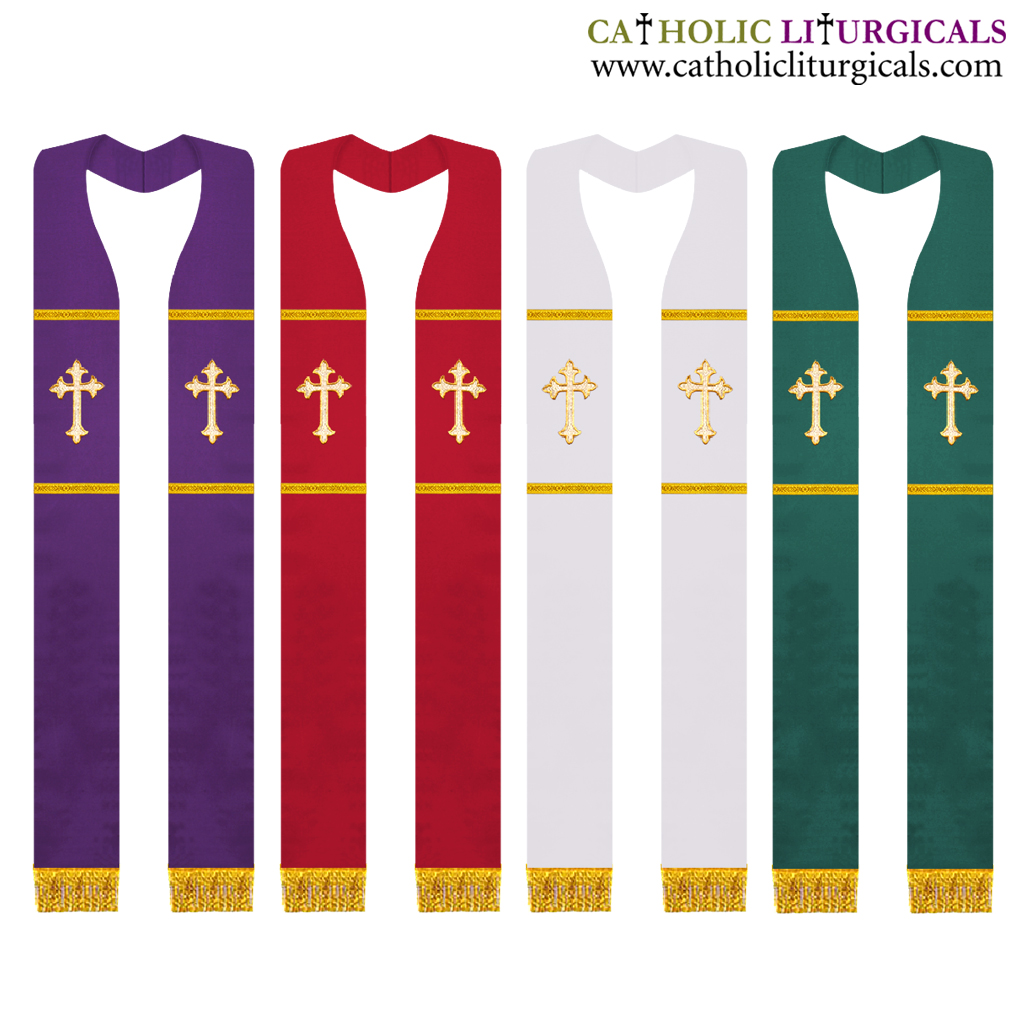 Priest Stoles Set of 4 - Clergy Stole - Priest Overlay Stole