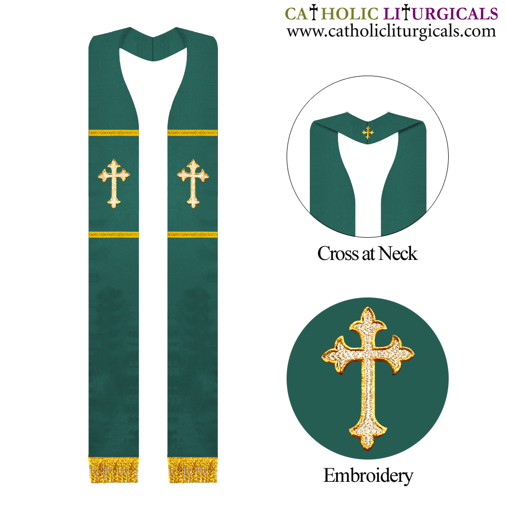 Priest Stoles Green Clergy Stole - Priest Overlay Stole