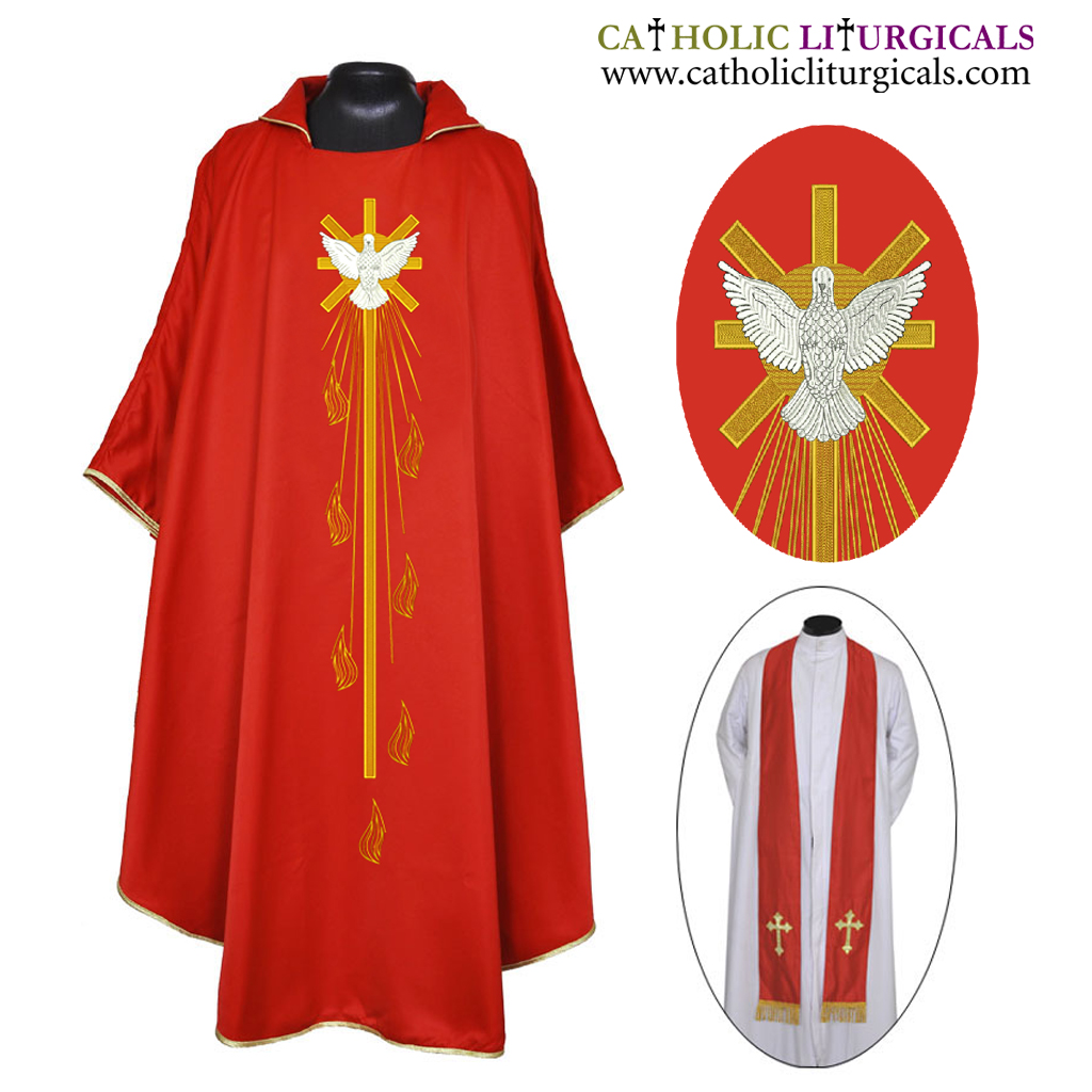 Gothic Chasubles Red Pentecost Gothic Chasuble - Holy Spirit