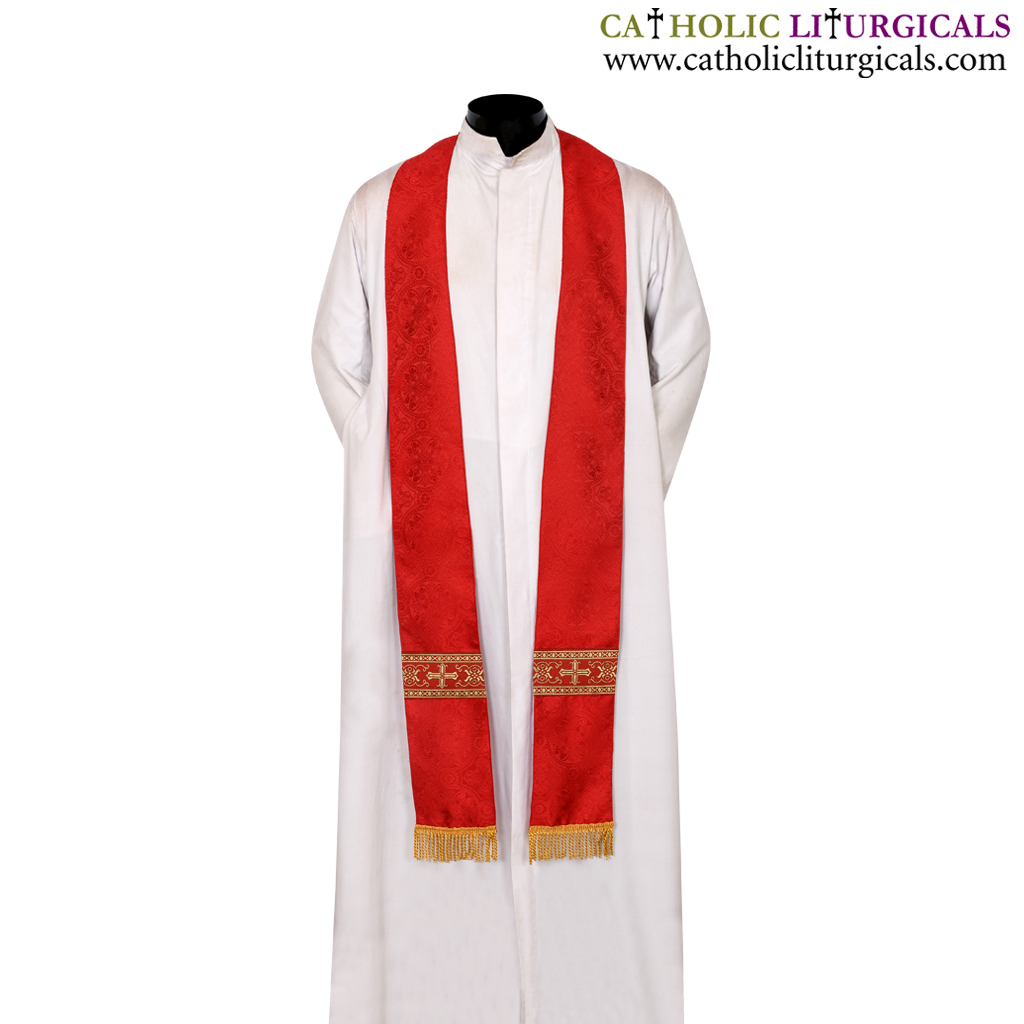 Priest Stoles Red - Priest Stole - Cross Orphreys