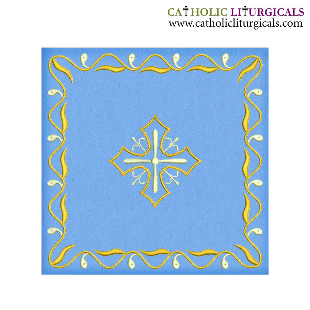 Chalice Palls Marian Blue Chalice Pall - Cross Embroidery