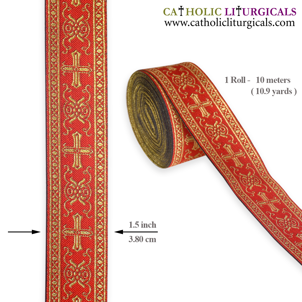 Vestment Orphreys 1.5 inch Red Orphrey Lace Band