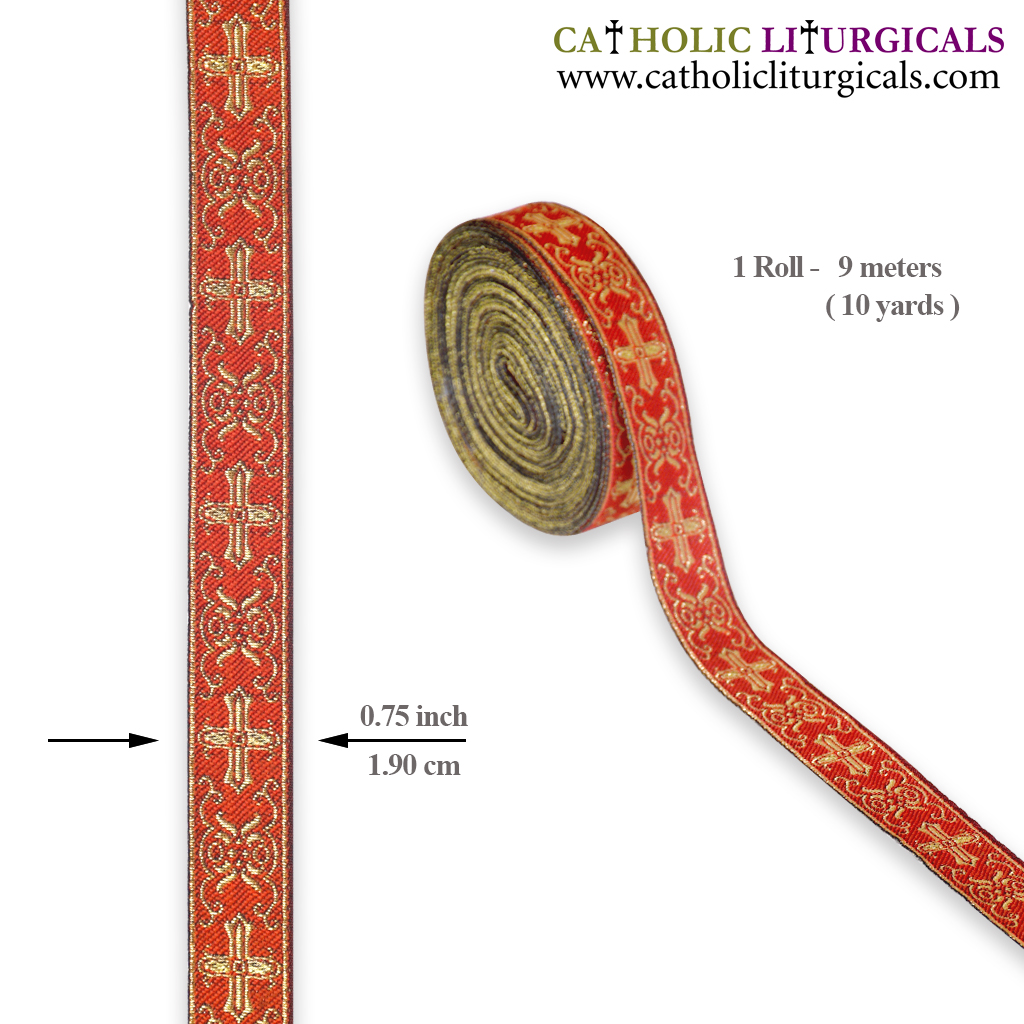 Vestment Orphreys 0.75 inch Red Orphrey Lace Band