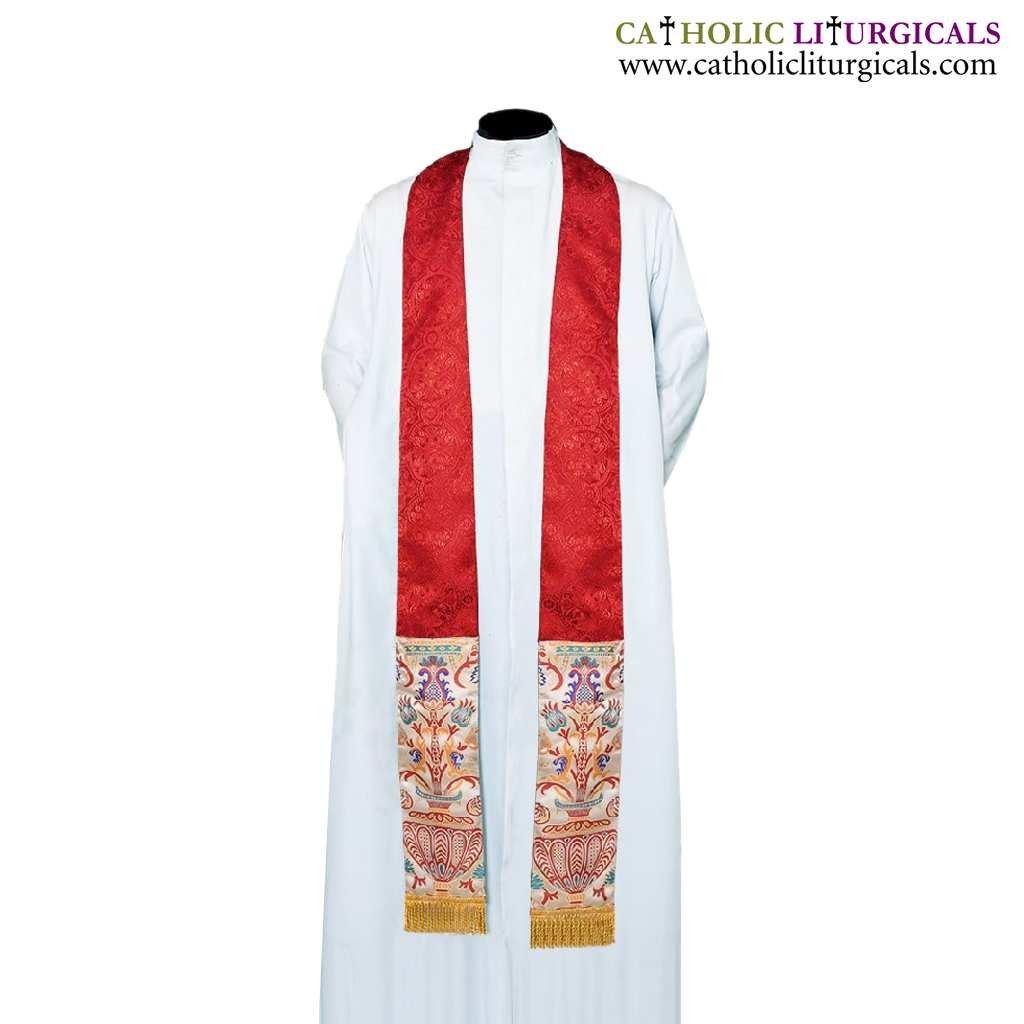 Priest Stoles Red Priest Stole - Coronation Tapestry Fabric 