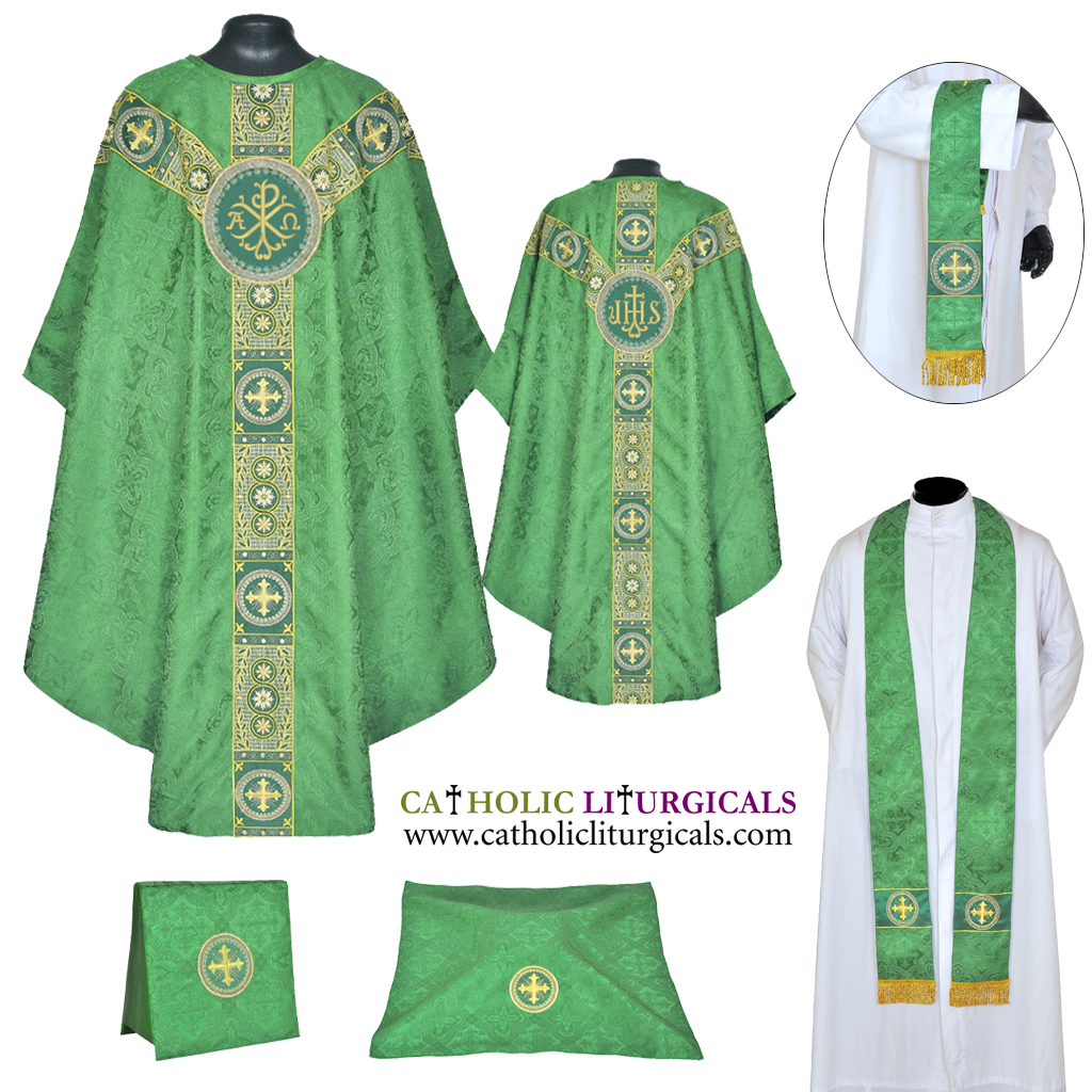 Gothic Chasubles MPI : Green Gothic Vestment & Mass Set