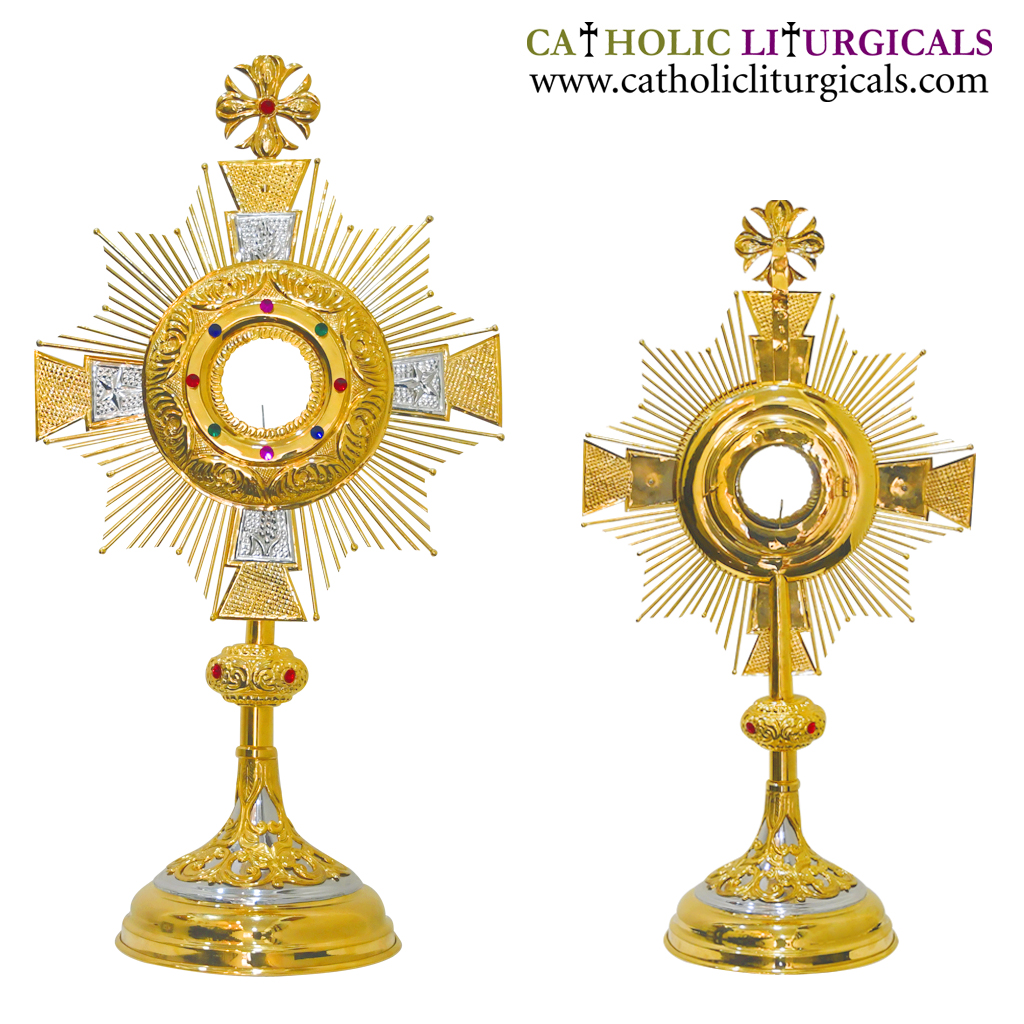 Monstrance 27 inch Gold Plated Monstrance with 3 inch Luna