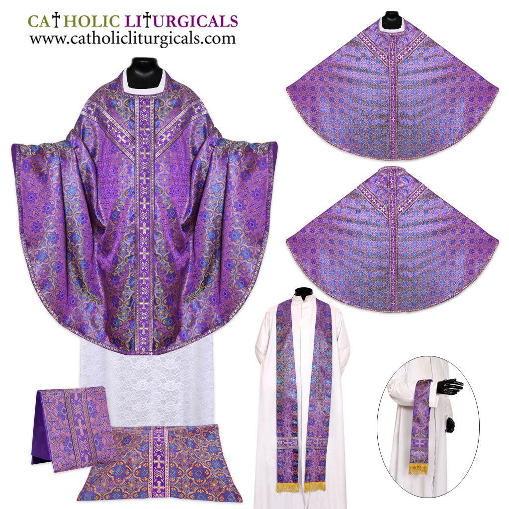 Conical Chasuble Purple Conical Chasuble & Mass Set