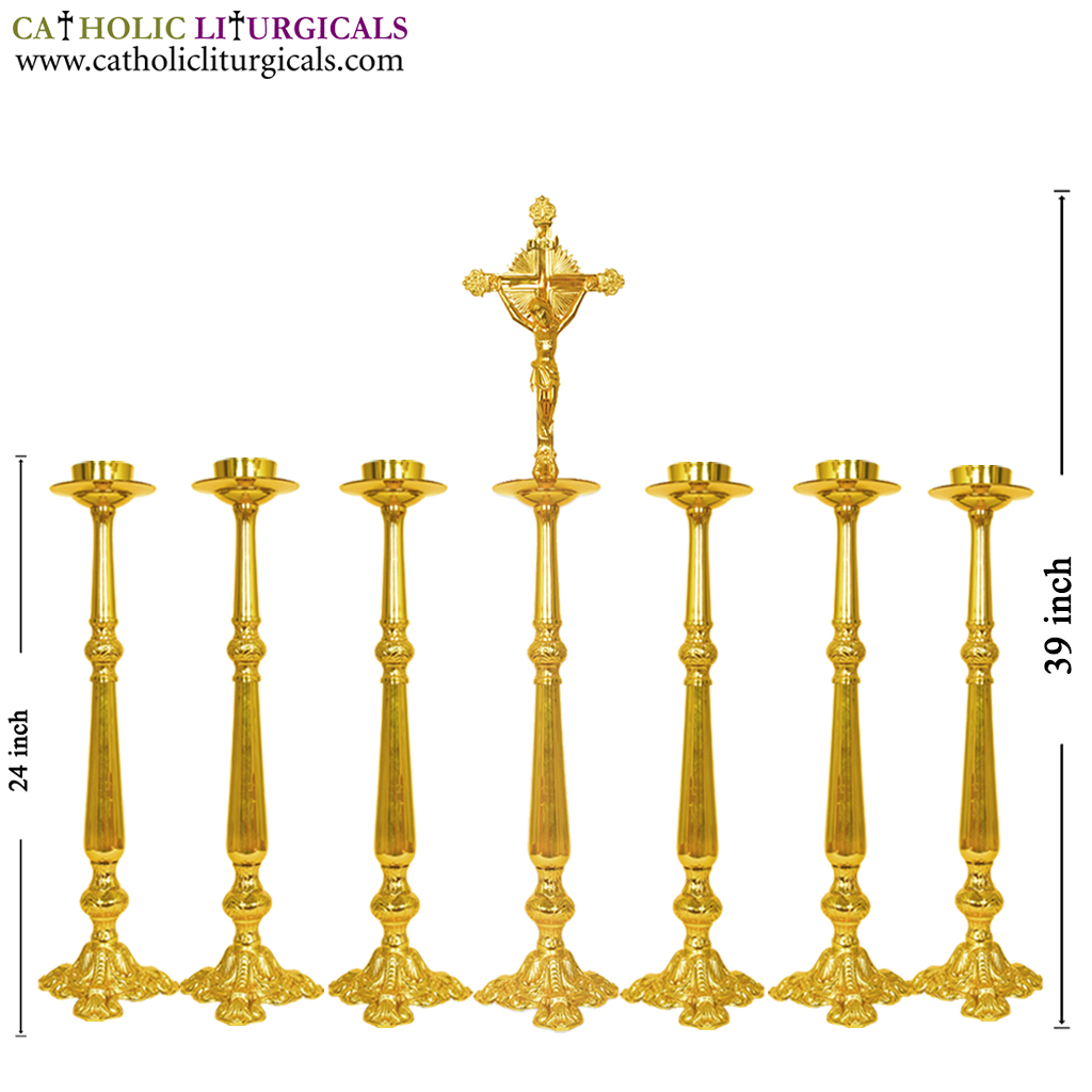 Candle Stands Set of 6 Candle Sticks with Jesus Cross