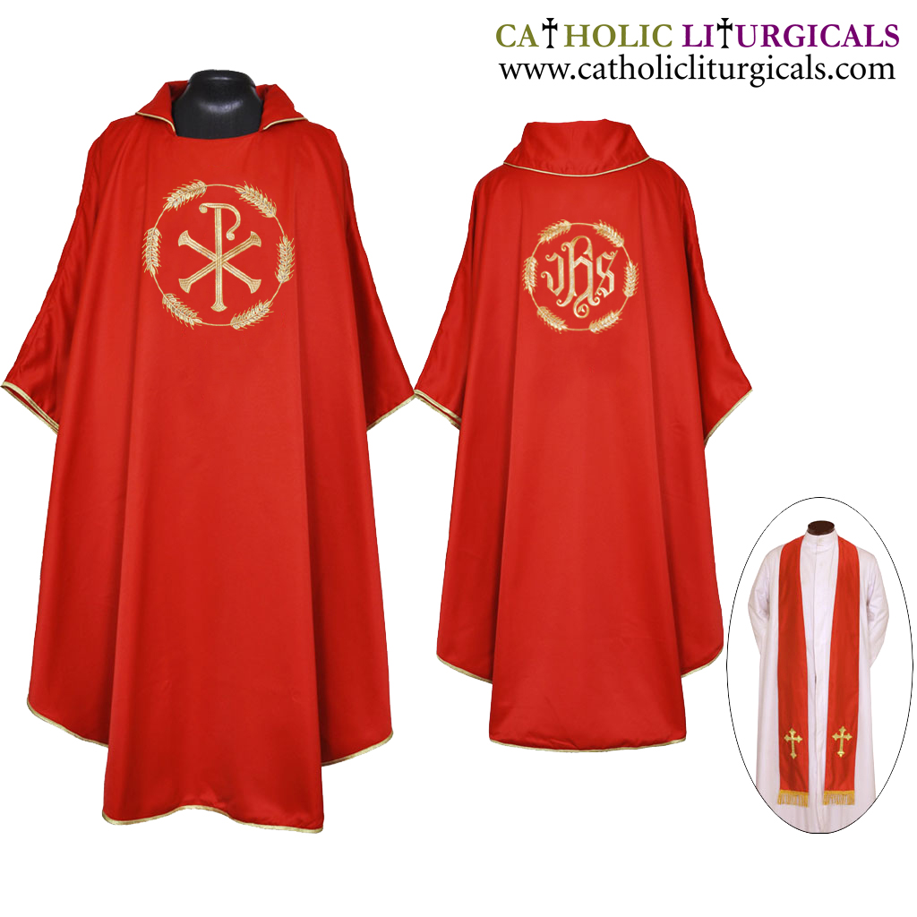 Lenten Offers Red Gothic Vestment & Stole Set