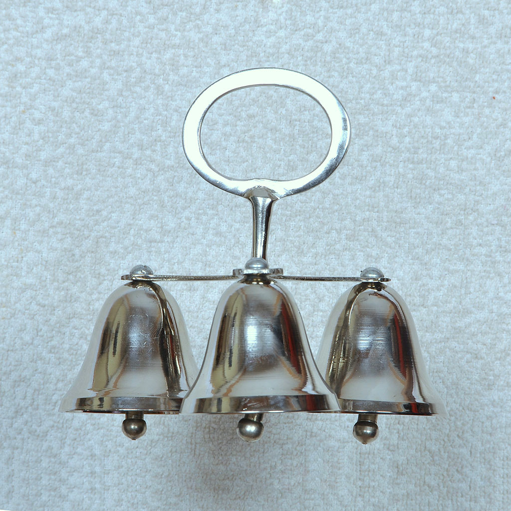Altar Bells Silver Tone Altar Bell (3 Bell) without Base