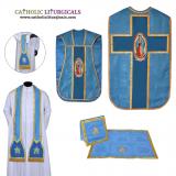 Fiddleback Chasubles - Marian Blue Chasuble & Low Mass Set