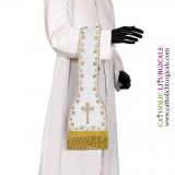 Priest Maniples - White Cross Embroidered - Maniple SILK