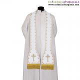 Priest Stoles - White Cross Embroidered - Priest Stole SILK