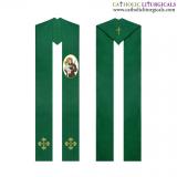 Priest Stoles - Green Priest Stole - Saint Anthony of Padua Embroidery