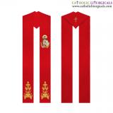 Priest Stoles - Red Priest Stole - The Sacred Heart of Jesus Embroidery