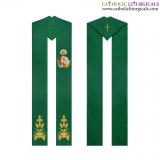 Priest Stoles - Green Priest Stole - The Sacred Heart of Jesus Embroidery