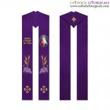 Priest Stoles - Purple Priest Stole - Jesus I Trust In You Embroidery