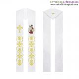 Priest Stoles - White Priest Stole - Good Shepherd Embroidery